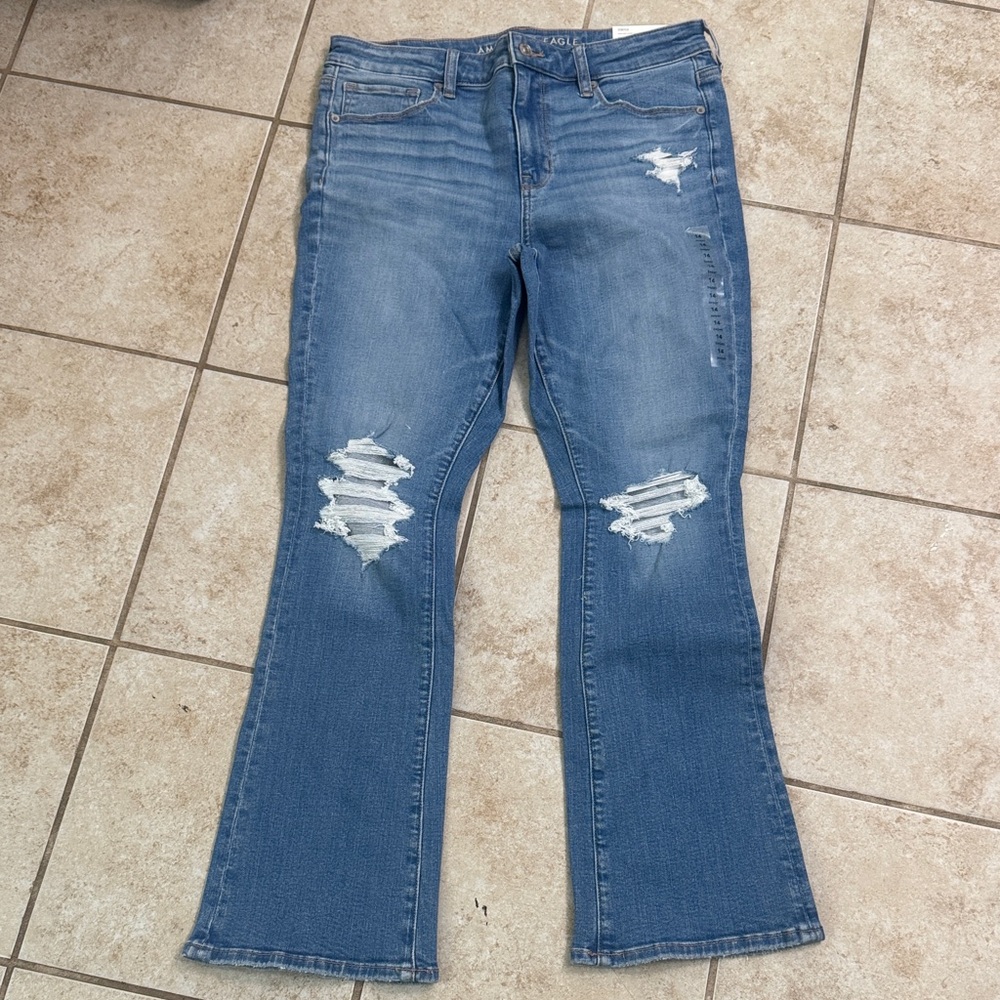American Eagle Outfitters Women's Light Blue Flare Jeans